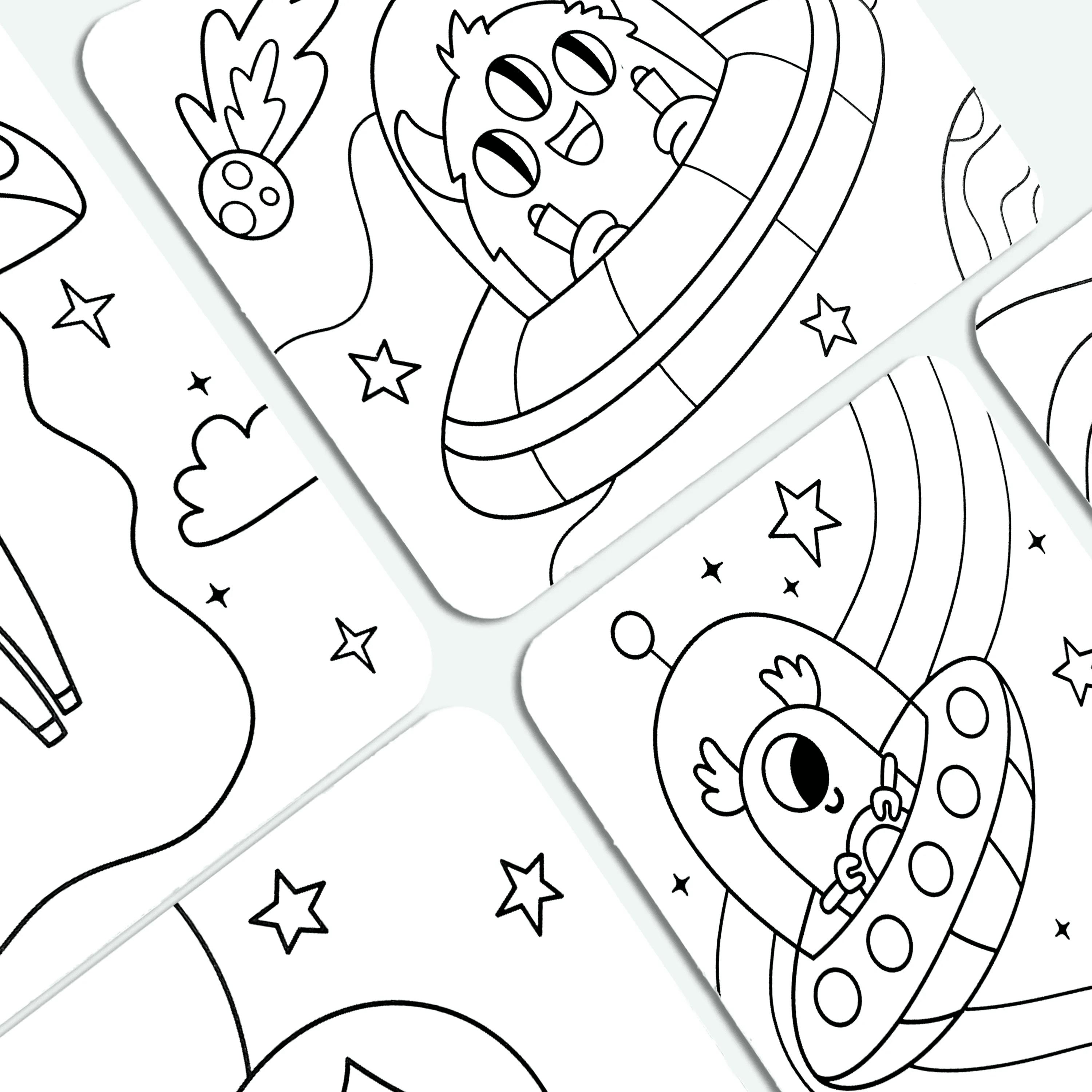 Undercover Art Hidden Pattern Coloring Activity Art Cards - Monster Aliens - 12 Cards