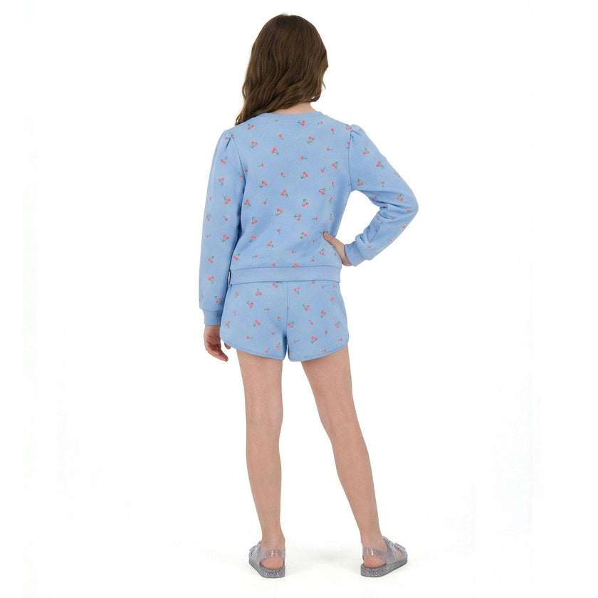 Tween Girls Crewneck Sweatshirt & Short Set | Cherry Print