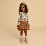 Camel Cotton Corduroy Scalloped Skirt