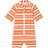 Boys' anti-UV short-sleeved jumpsuit, orange striped | COMBI MALO