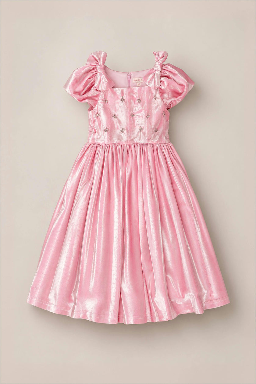Mini Tiara Dress in Pink Velvet