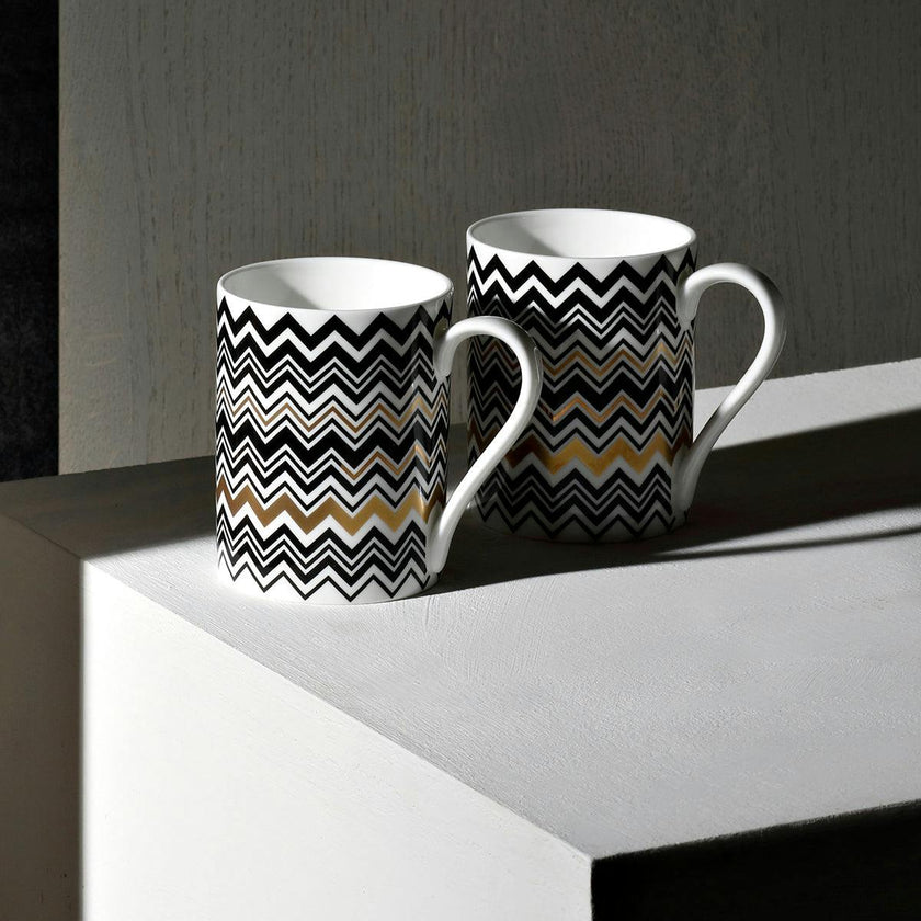 Mug Cup ZIG ZAG in Luxury Box Gold diam. 3", H 3.9", cap. 12.5 oz