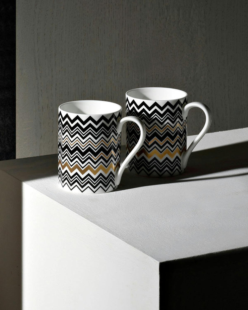 Mug Cup ZIG ZAG in Luxury Box Gold diam. 3", H 3.9", cap. 12.5 oz