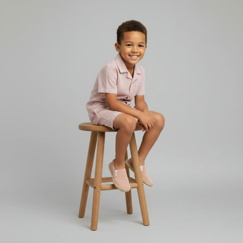 Organic Shirt & Shorts Set - Coral Stripes