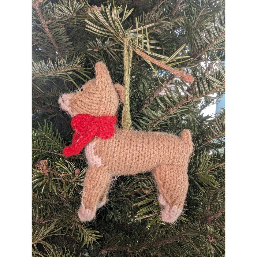 Chihuahua Dog Hand Knit Christmas Ornament