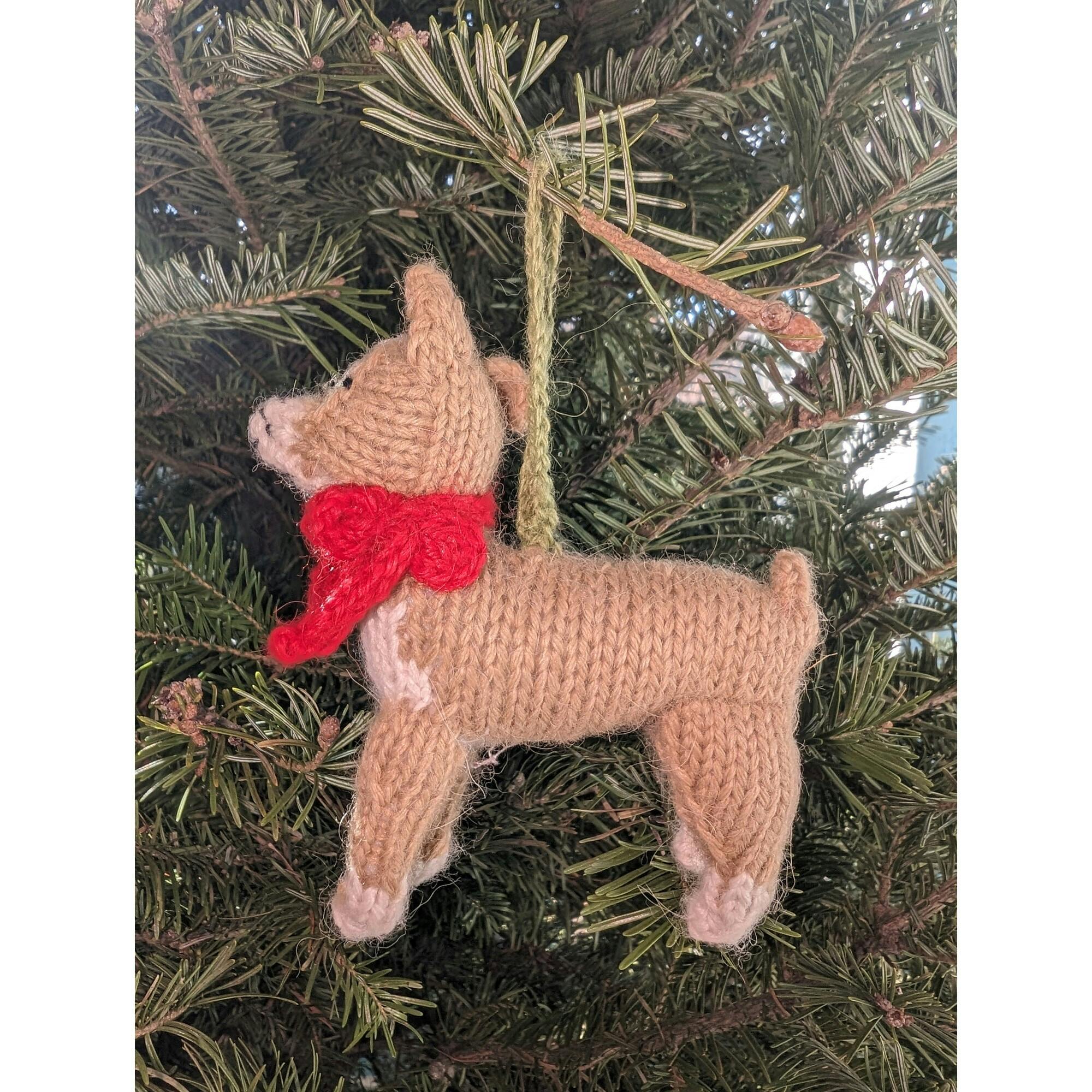 Chihuahua Hand Knit Christmas Ornament