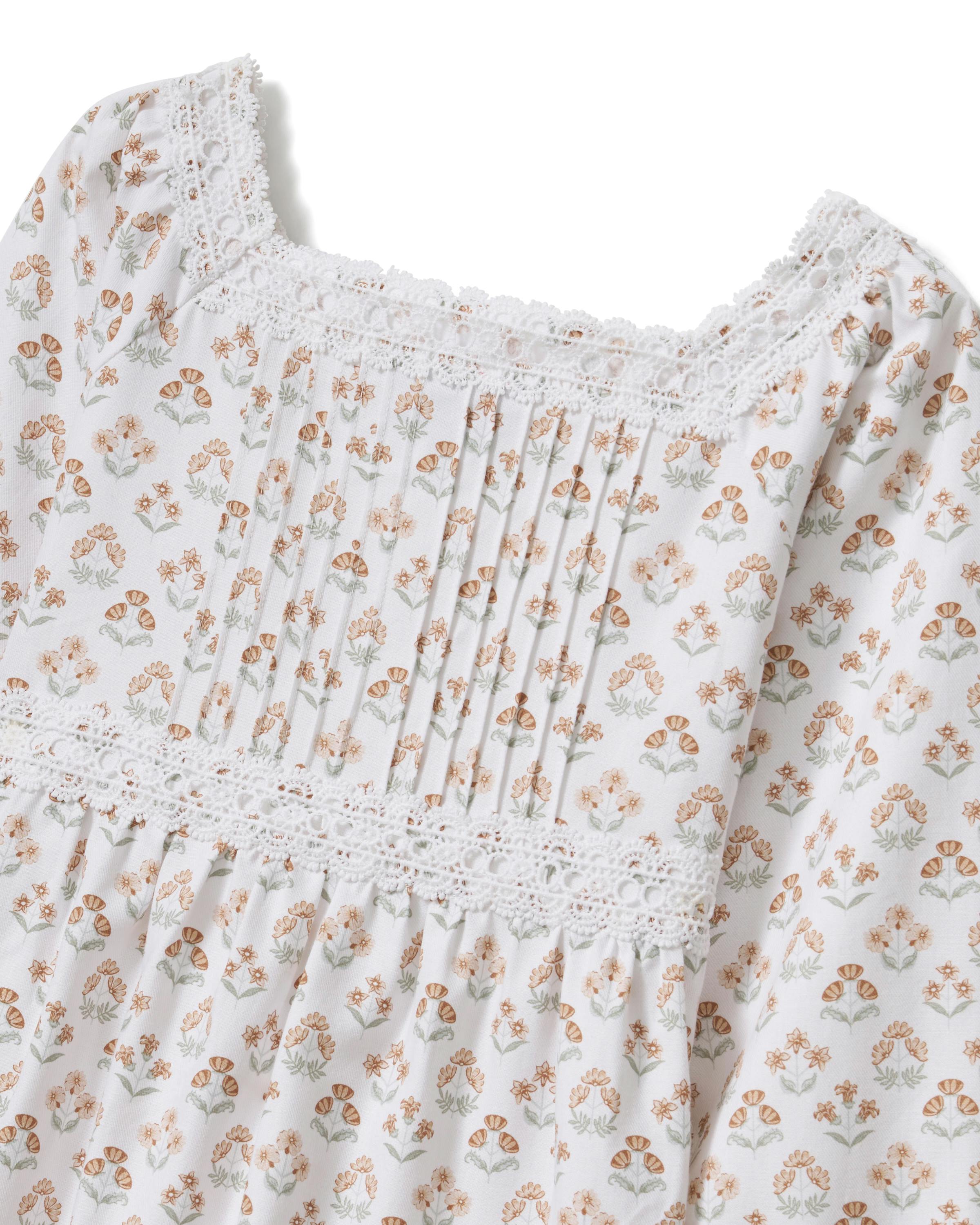 Girl's Twill Long Sleeve Juliette Nightgown in Estate Garden