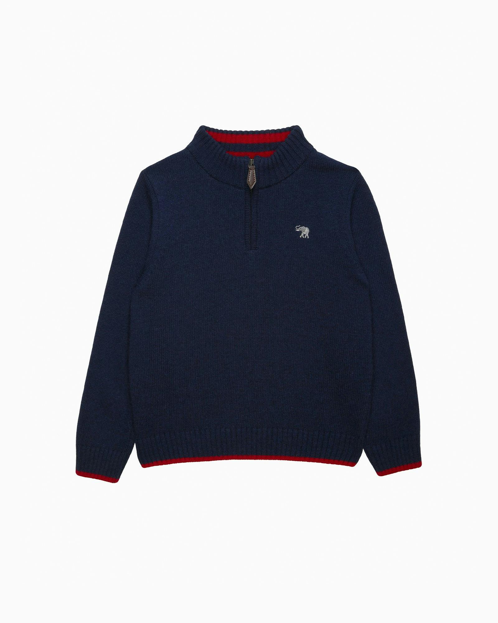Calum Half Zip Sweater in Navy