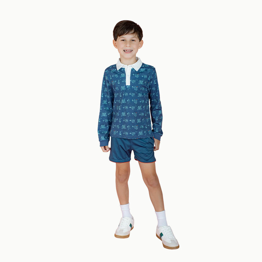 Boys' Long Sleeve Polo in Dragon