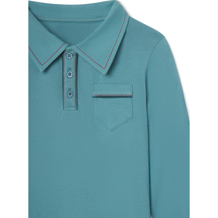 Jackson Long Sleeve Polo in Adriatic Blue