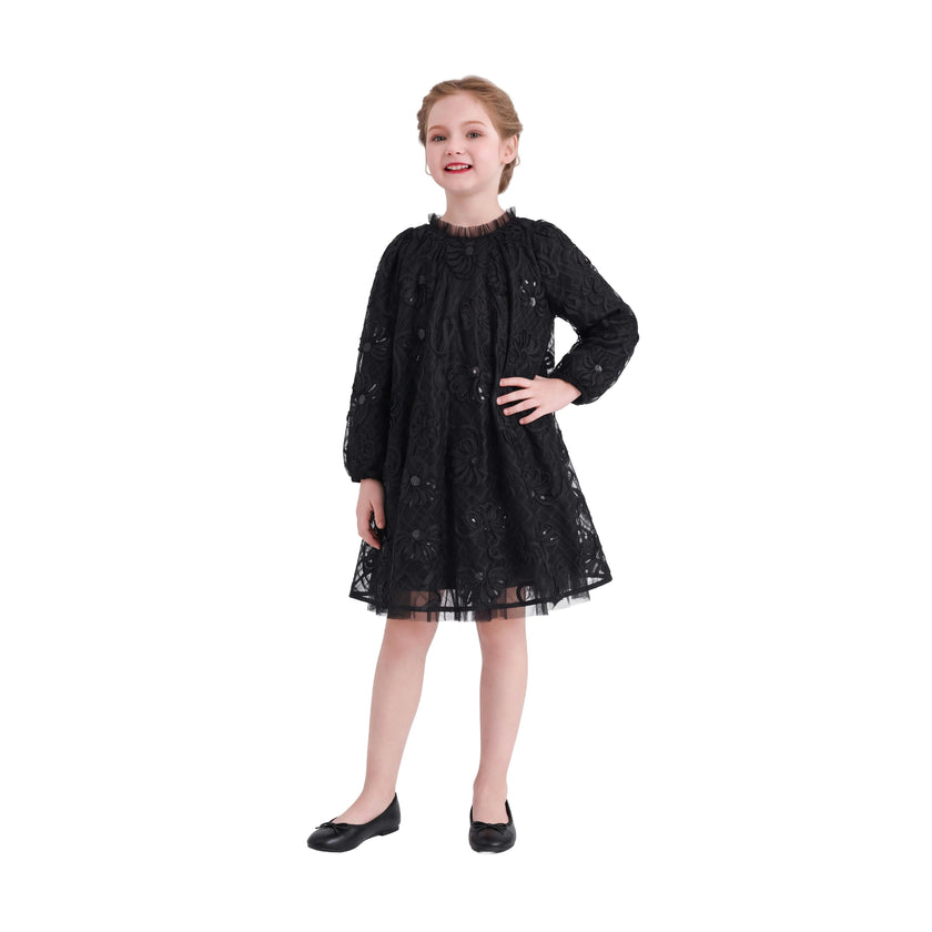 Black Lace Long-Sleeve Dress