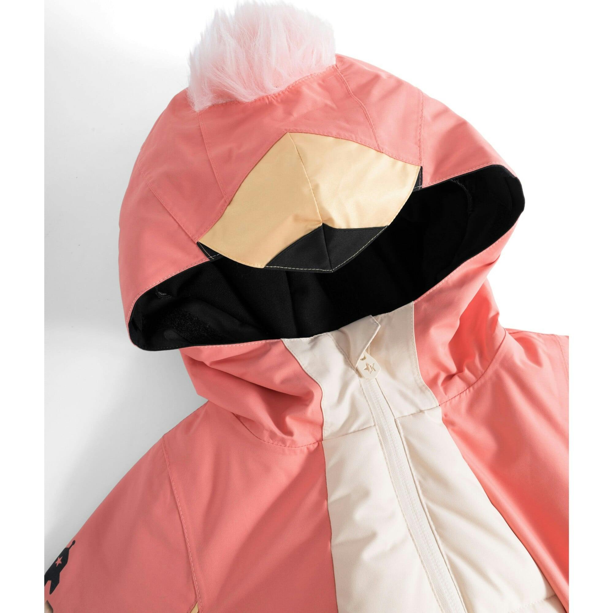 Flamingdo Adjustable Hood Waterproof Zipper Snowsuit, Pink
