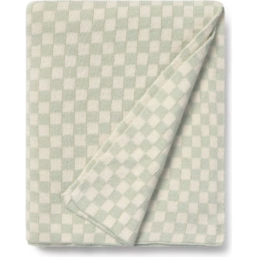 Knitted Blanket Tiles Blue Sage