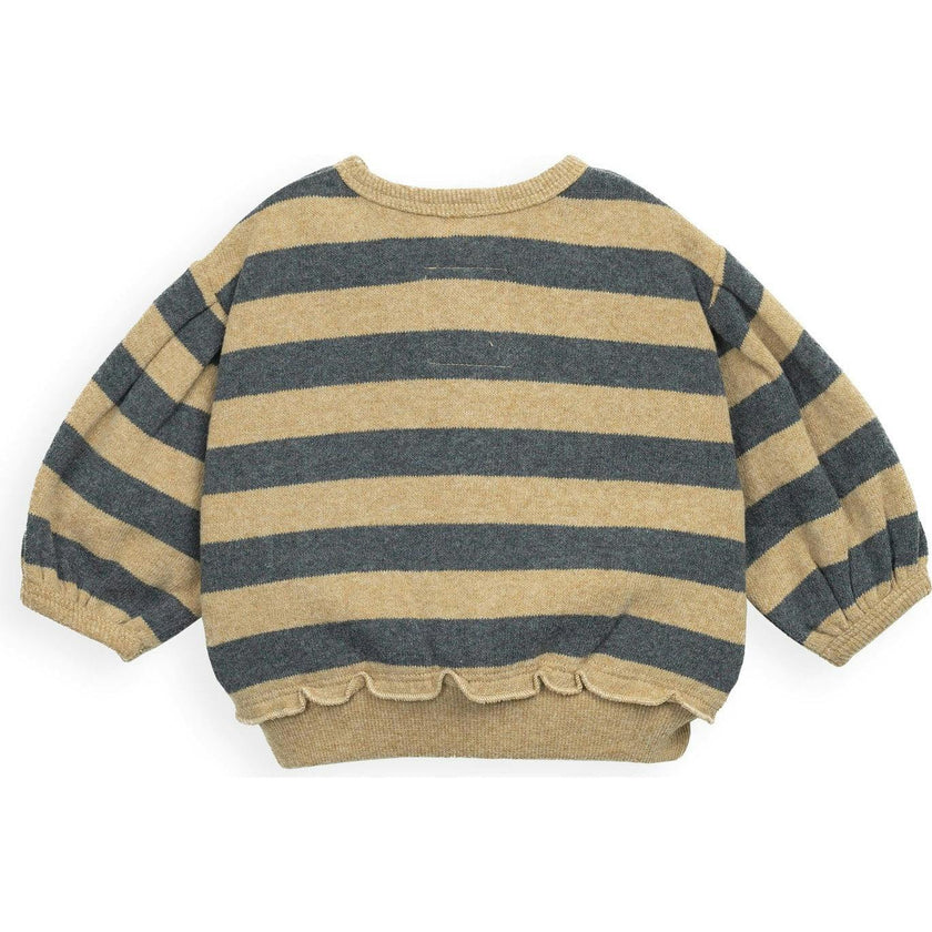 Striped Ruffled Hem Sweatshirt