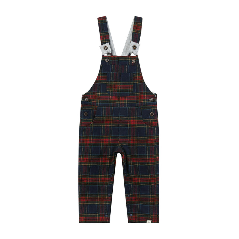 GENTRY Festive Blue Plaid Woven Overalls