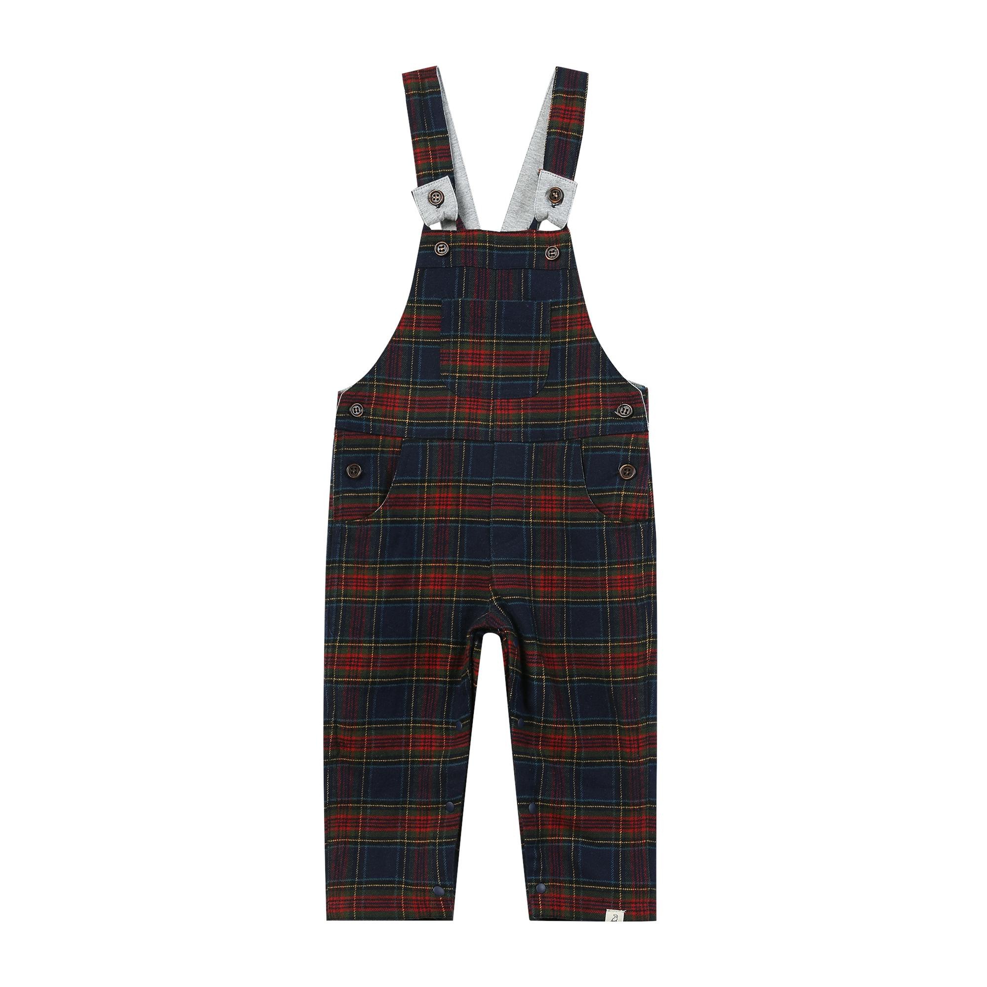 GENTRY Festive Blue Plaid Woven Overalls