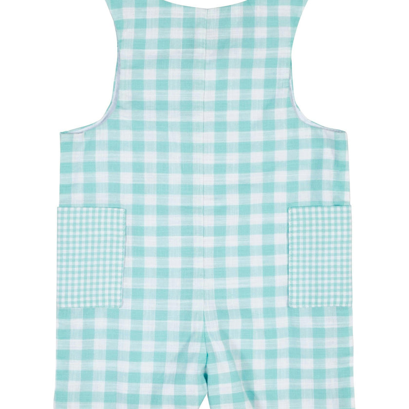 Gingham Linen-Look Shortall