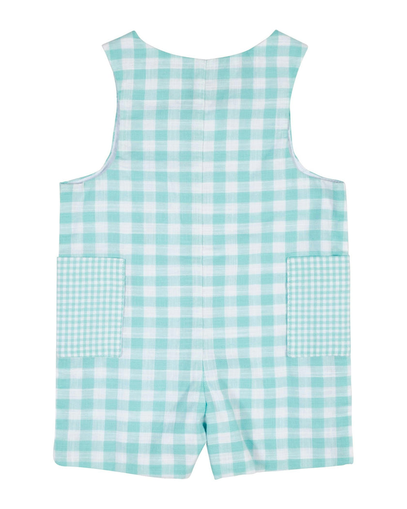 Gingham Linen-Look Shortall