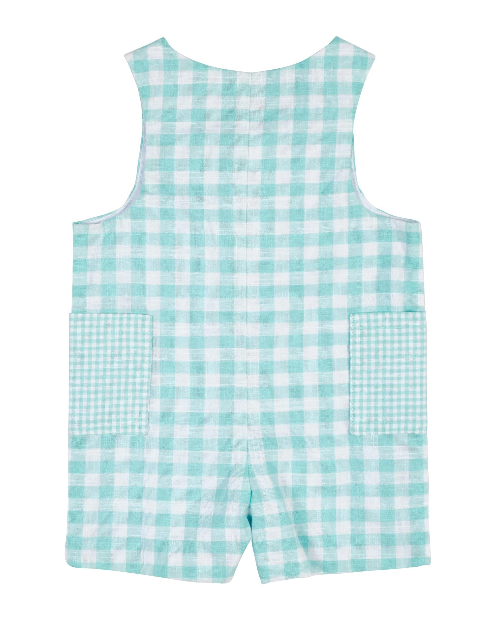 Gingham Linen-Look Shortall