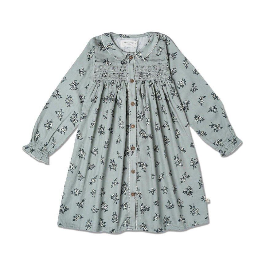 Organic Smocked Button Dress