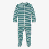 Baby organic zip footie in stripe