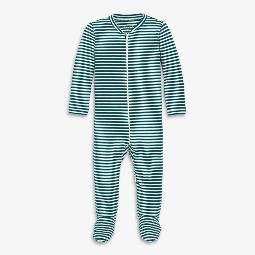 Baby organic zip footie in stripe