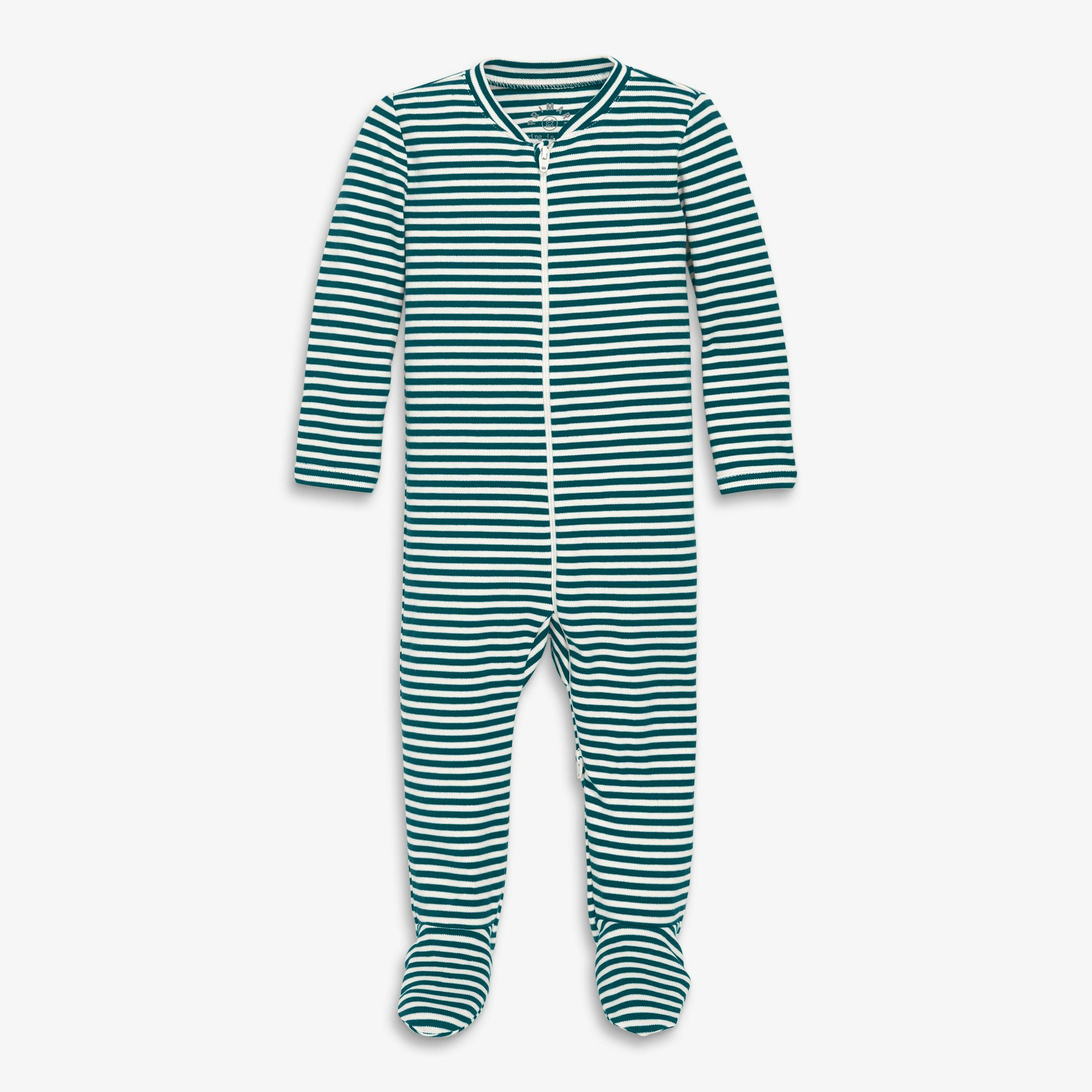 Baby organic zip footie in stripe