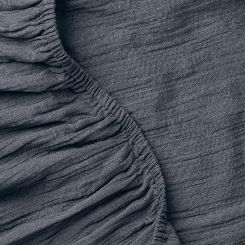 Oasis Crinkled Comfort Fitted Sheet (Midnight Tide)