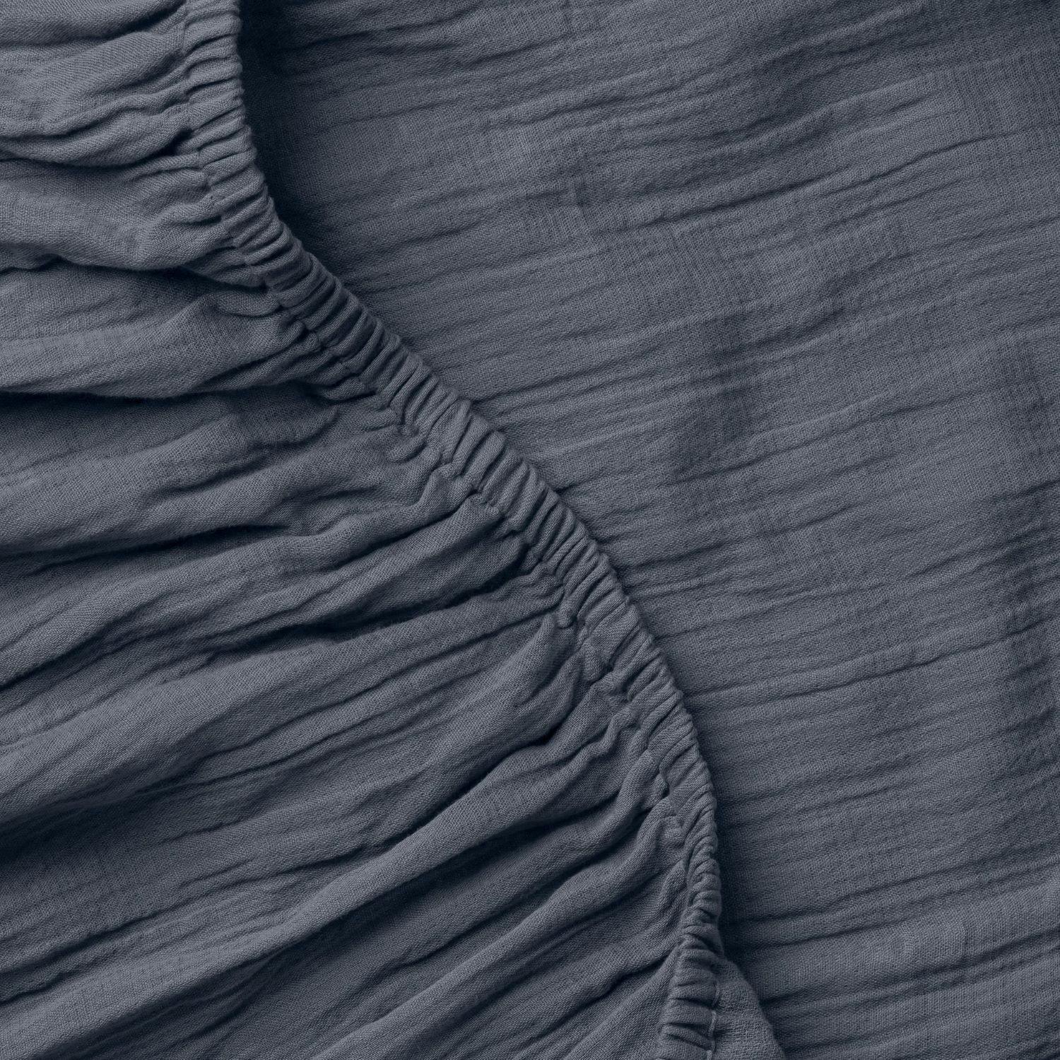 Oasis Crinkled Comfort Fitted Sheet (Midnight Tide)