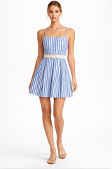 Megan Coastal Blue Stripe Mini Dress