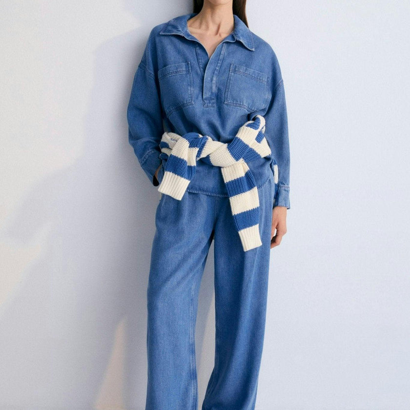 Micenas Woman Pant Mid Blue Denim