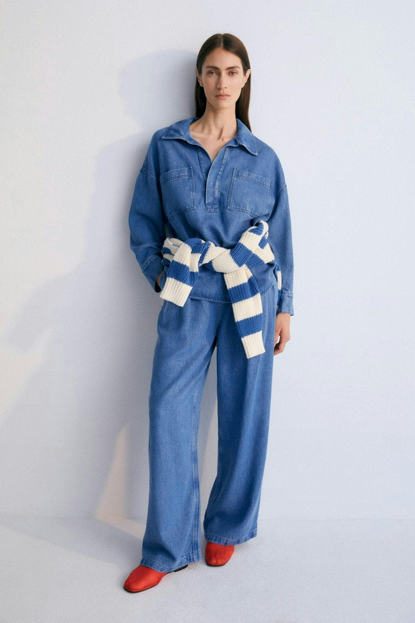 Micenas Woman Pant Mid Blue Denim