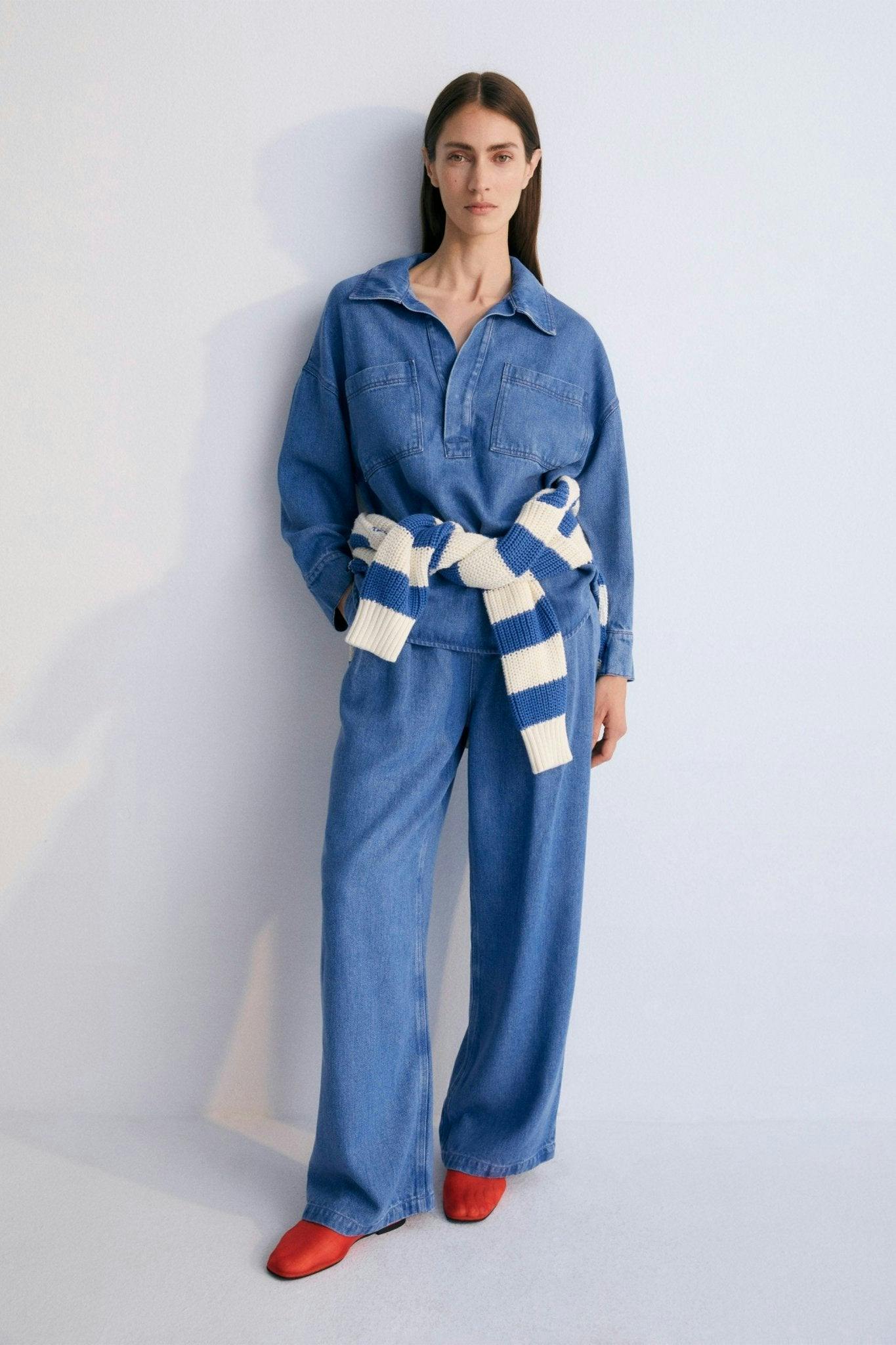 Micenas Woman Pant Mid Blue Denim