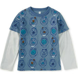 Printed Layered Sleeve Tee, Natural