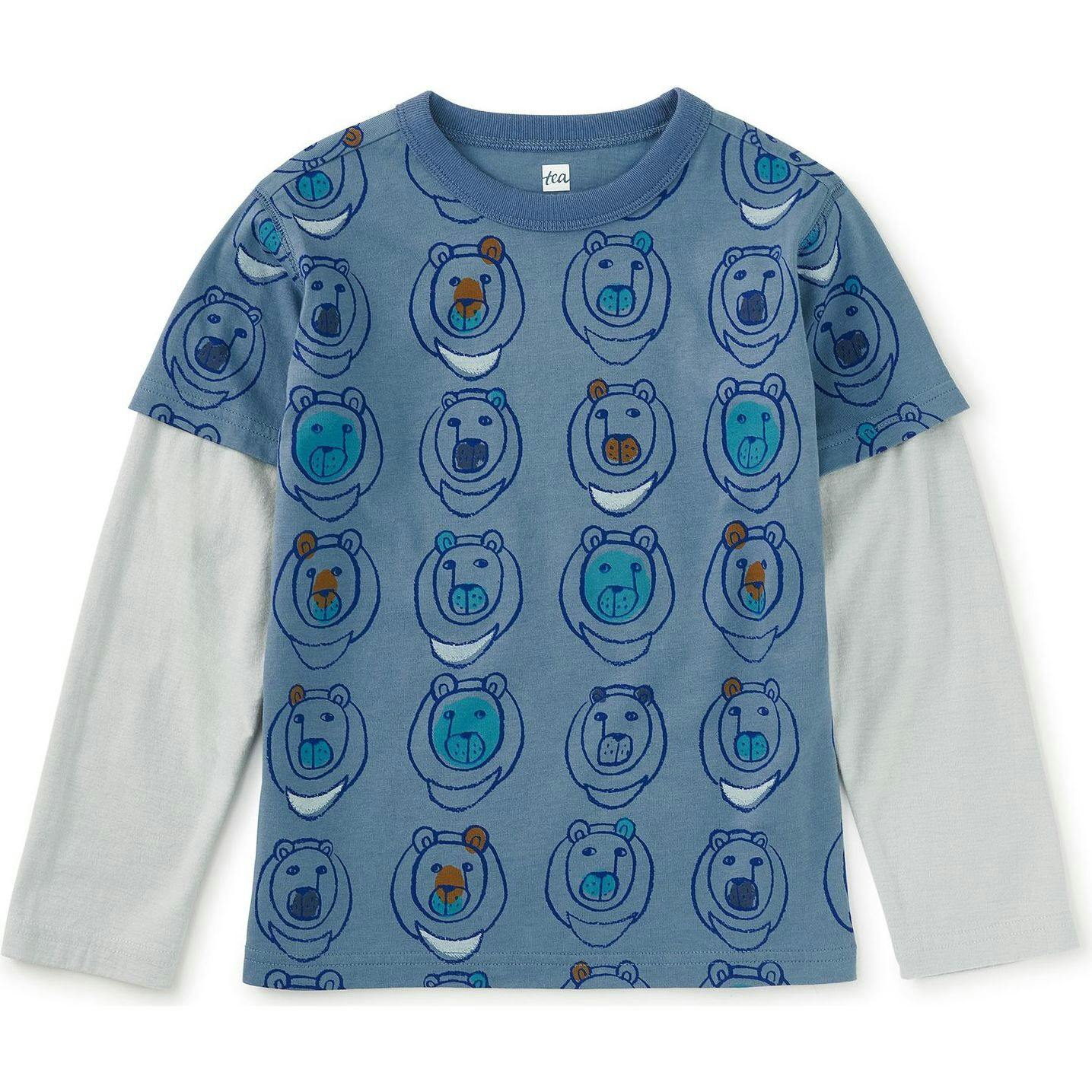 Printed Layered Sleeve Tee, Natural