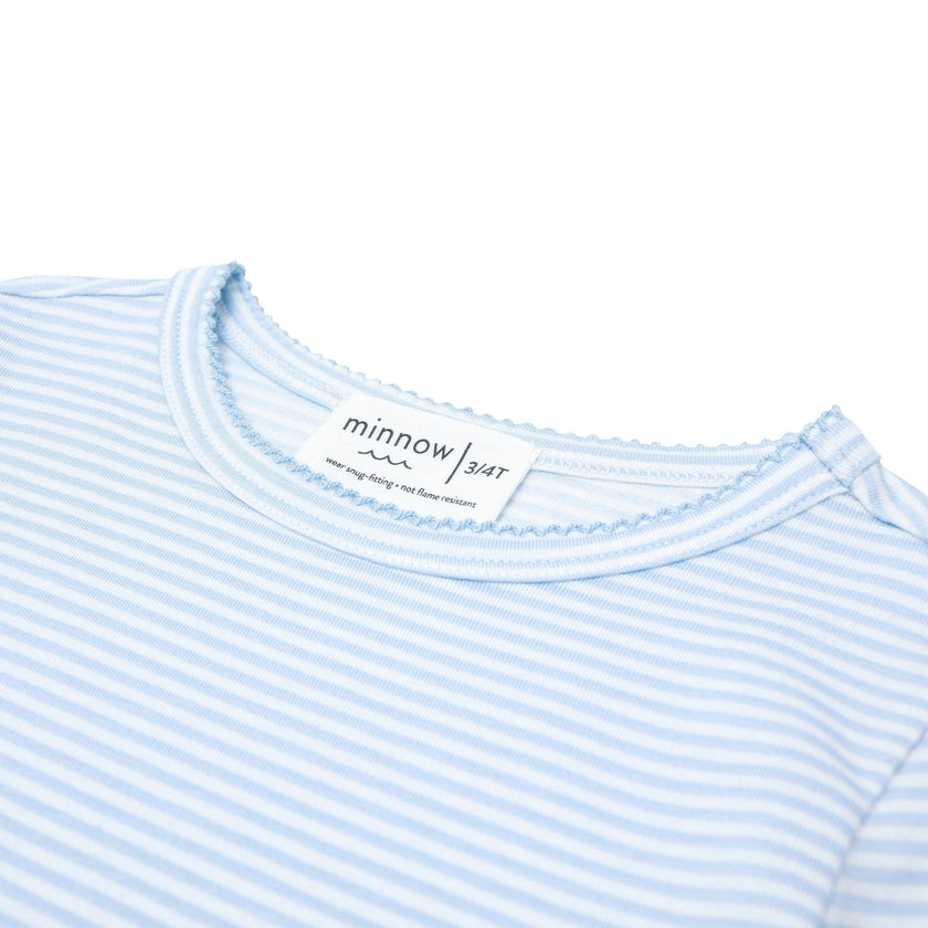 girls powder blue stripe pima pajamas set