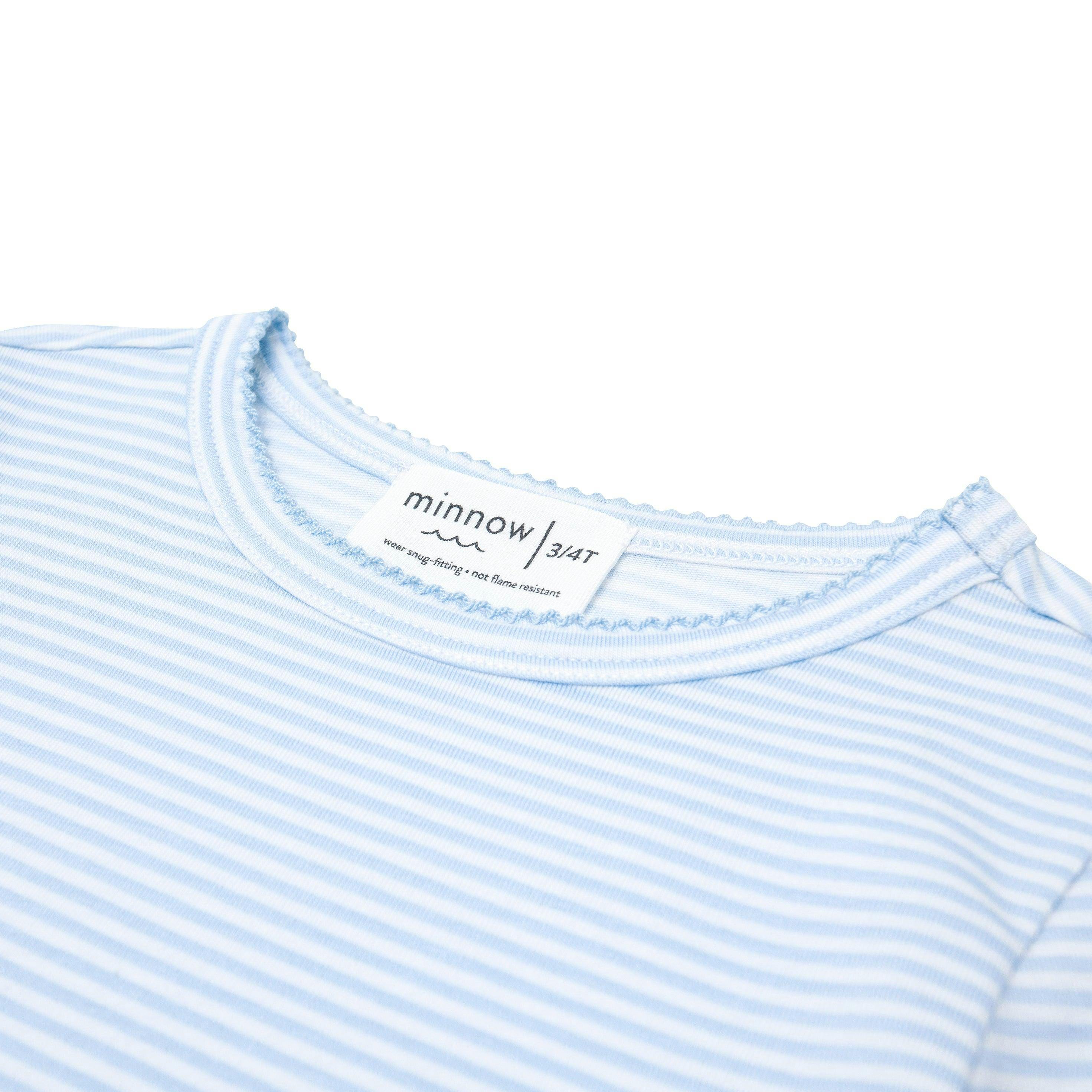 girls powder blue stripe pima pajamas set