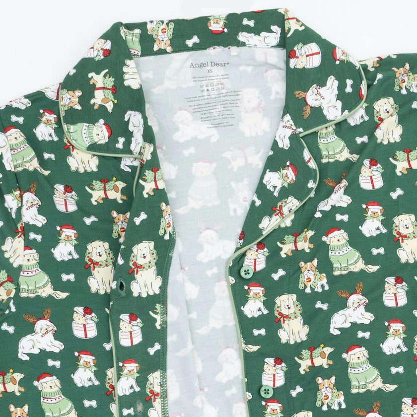 Christmas Dogs Uni - Adult Long Sleeve Coat Style and Pant with Pockets