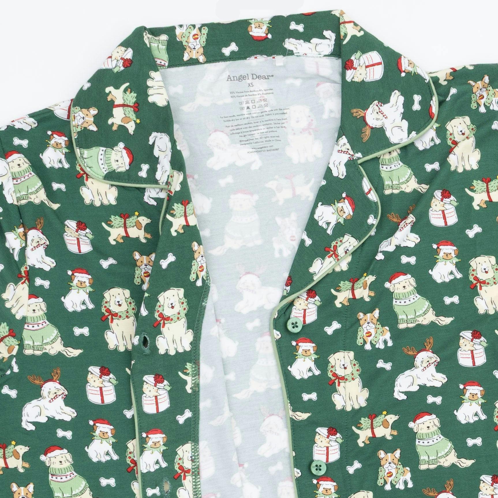 Christmas Dogs Uni - Adult Long Sleeve Coat Style and Pant with Pockets