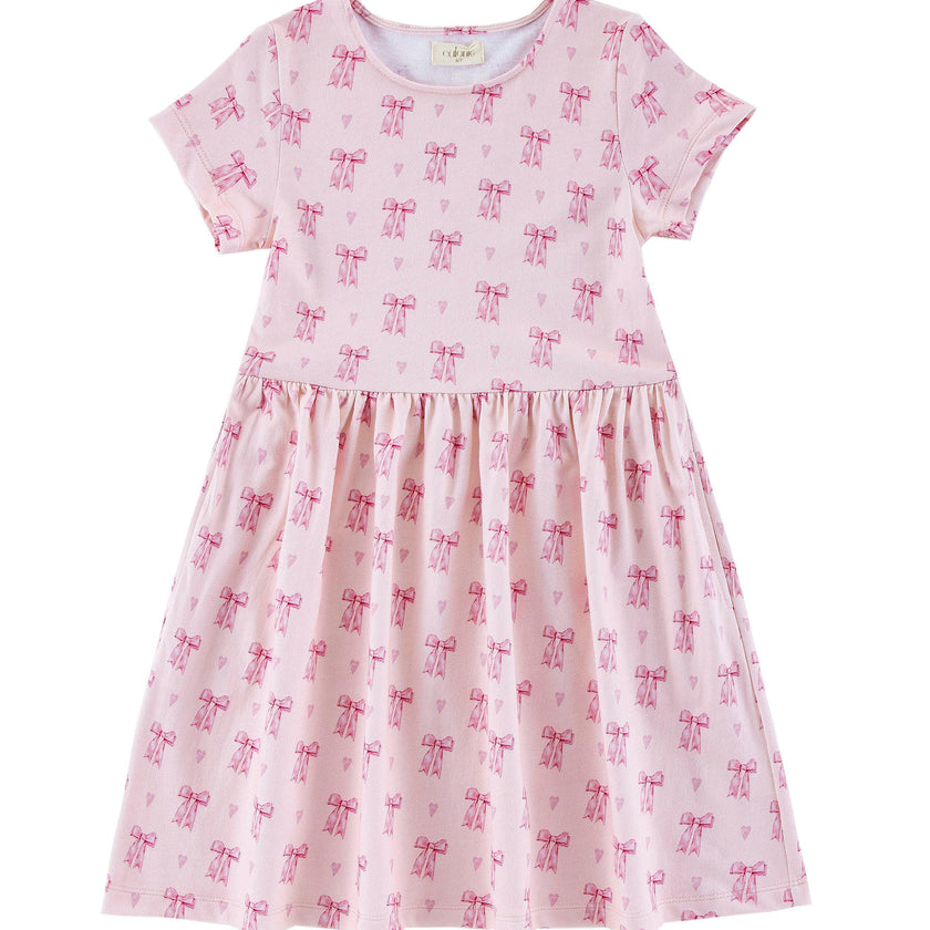 Mid Weight French Terry Twirl Dress, Lovely Bow