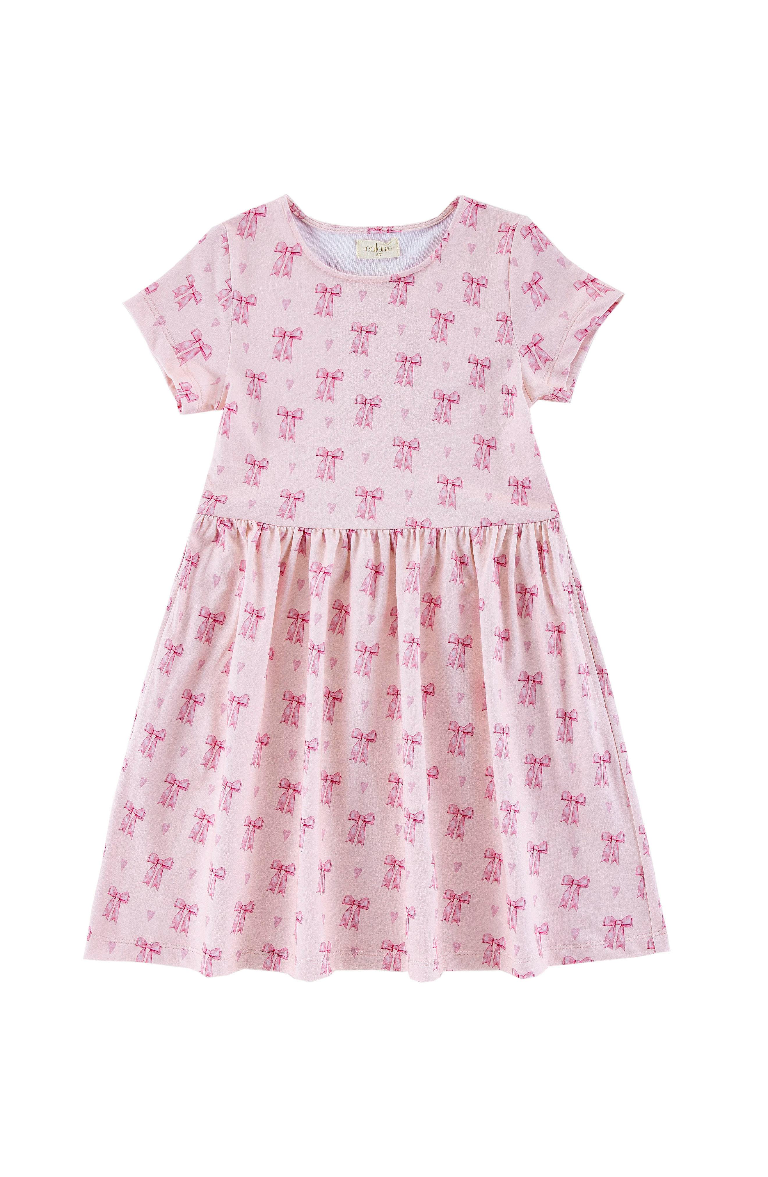 Mid Weight French Terry Twirl Dress, Lovely Bow
