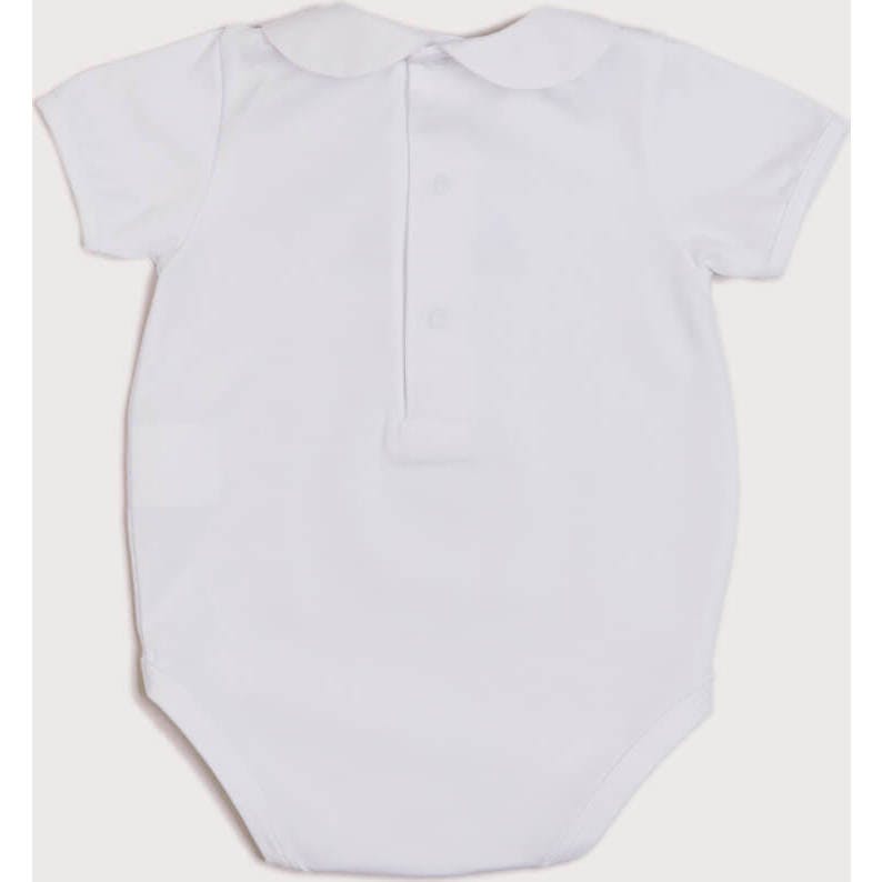 Embroidered Boat Motif Peter Pan Collar Bodysuit in White (1mth-3yrs)
