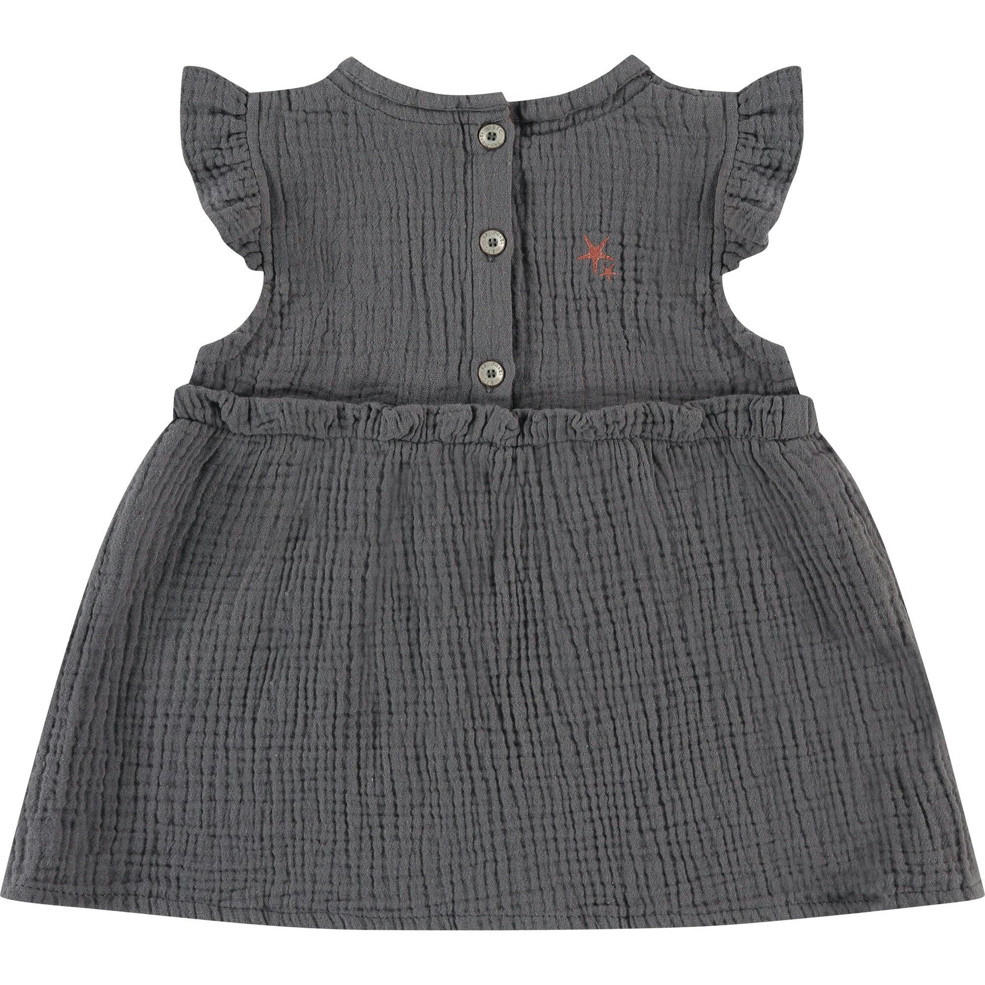 Flutter Cap Sleeves Gauze Ruffle Bodice Dress