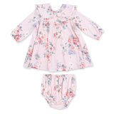 Painterly Rose Bouquets - Sofia Dress with Oversize Collar and Bloomer