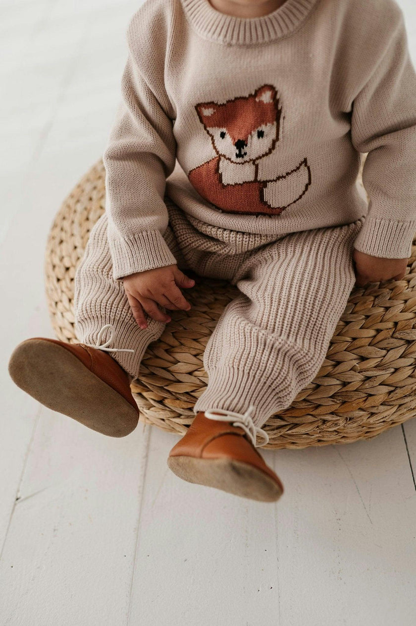 Boys Knit Pants in Sand