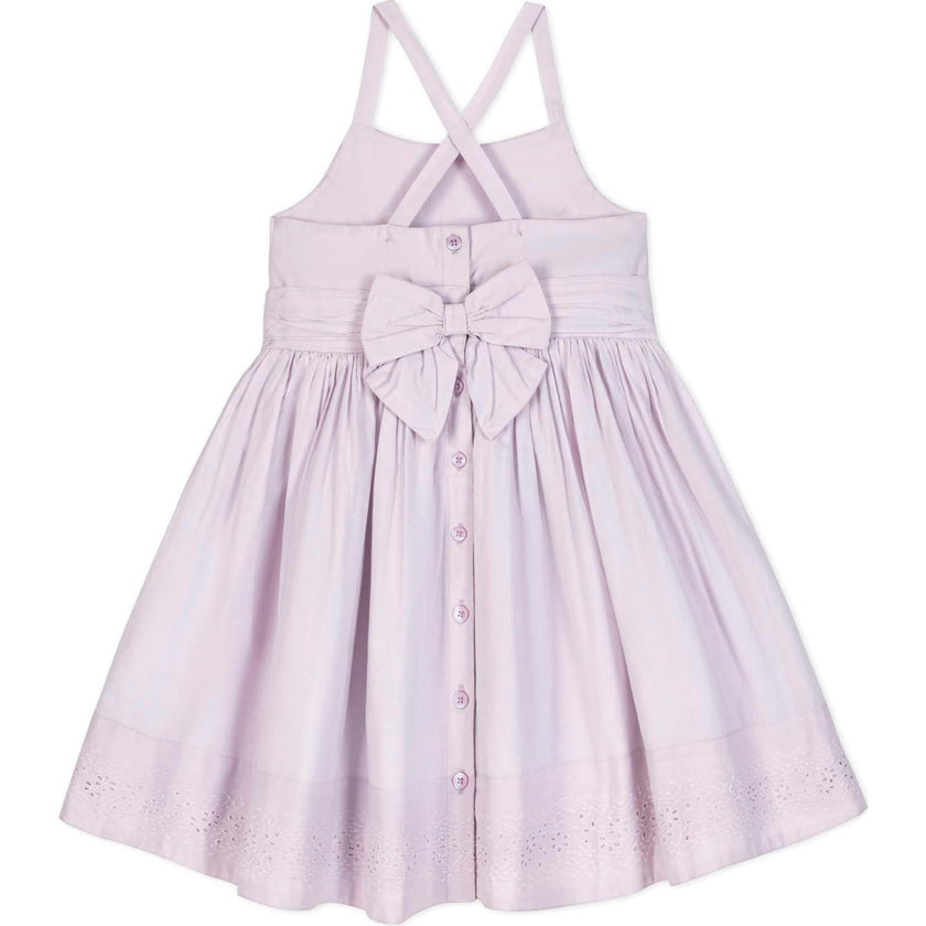 Organic Sleeveless Special Occasion Sundress with Bow Back Detail and Embroidery