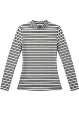 Stripped Micro Mock Neck Tee