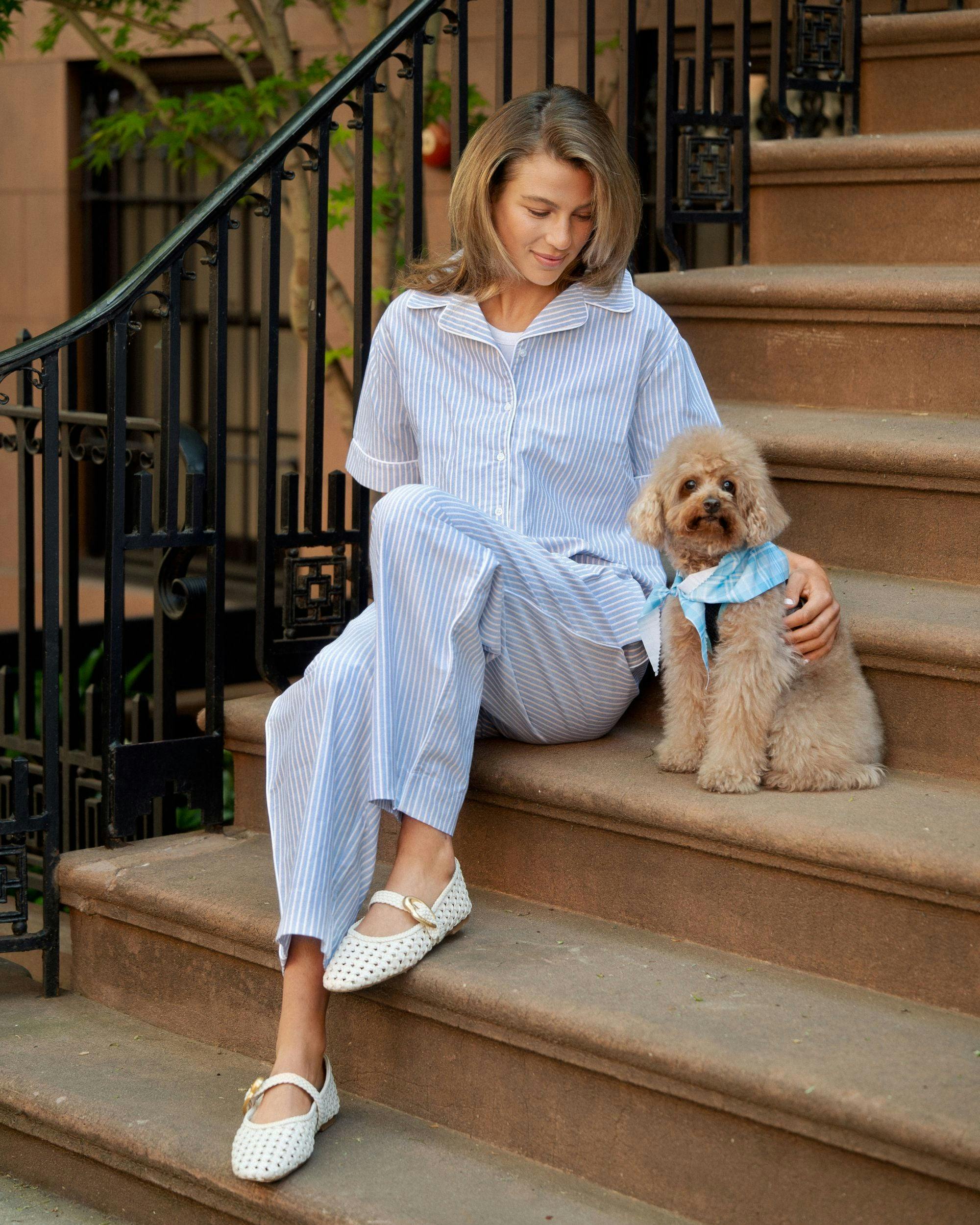 Adult Friday Pant in Oxford Blue Stripe