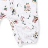 Winter Sports Dogs Pink - Ruffle Sleeve Snap Romper