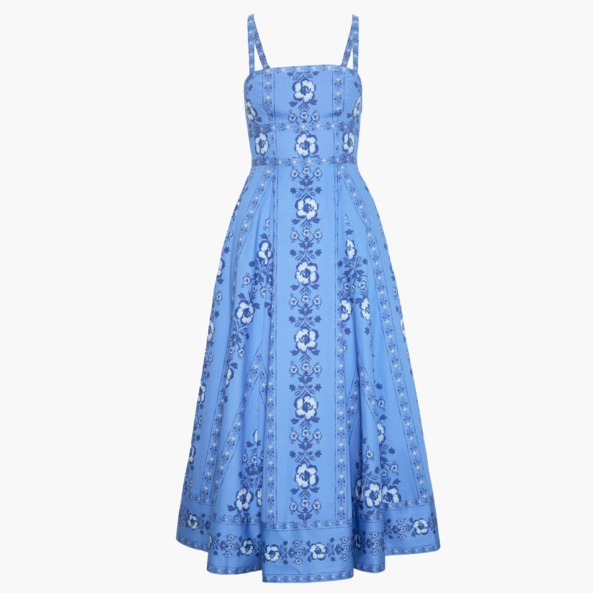The Margot Dress - Blue Arcadia Border